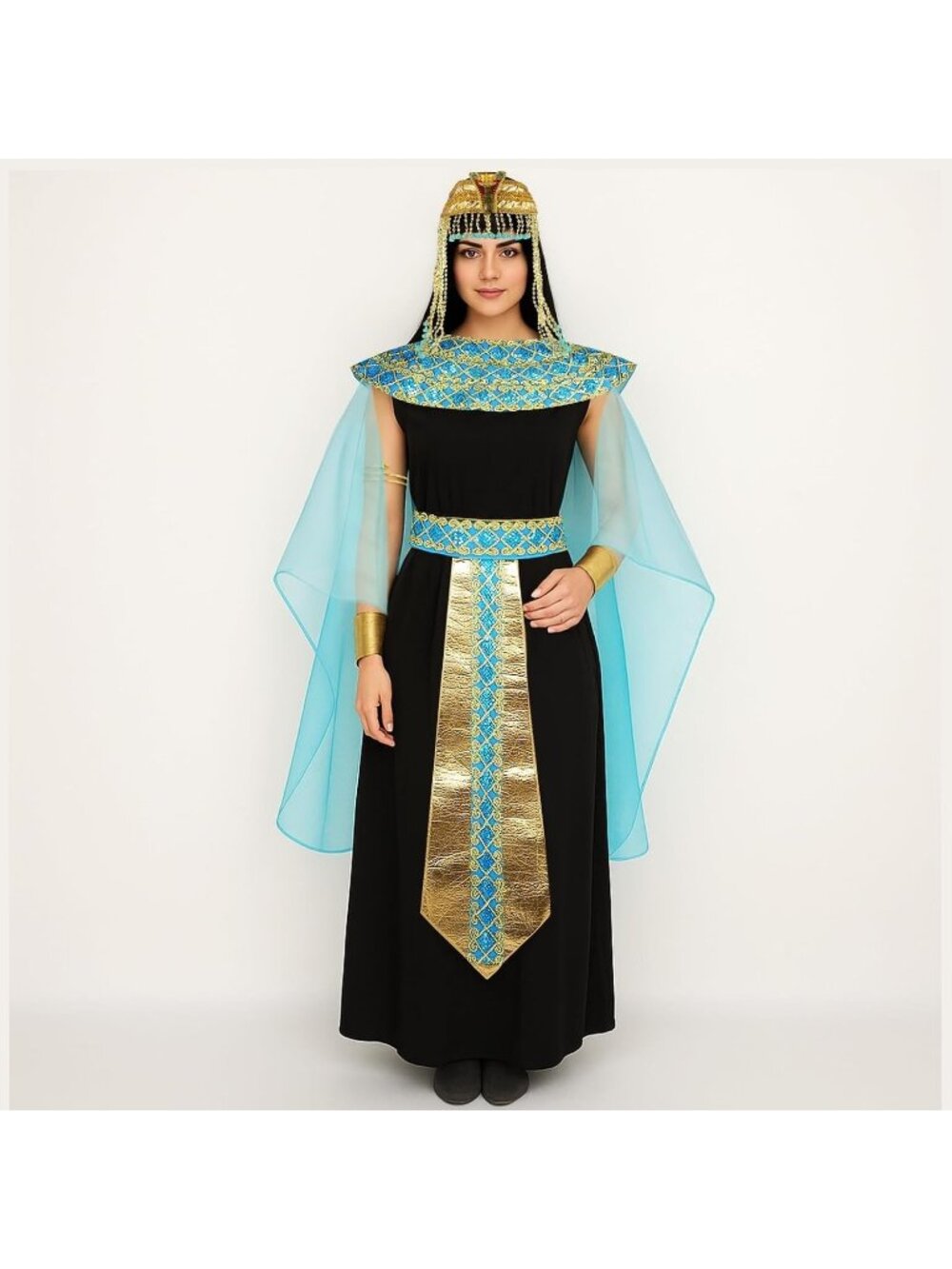 6 Pcs Women's LARGE Halloween Egyptian Cleopatra Costume Dress Headdress